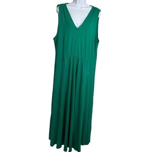 Soft Surroundings Vibrant Green Maxi Dress Plus Size 1X Flowy Packable Travel